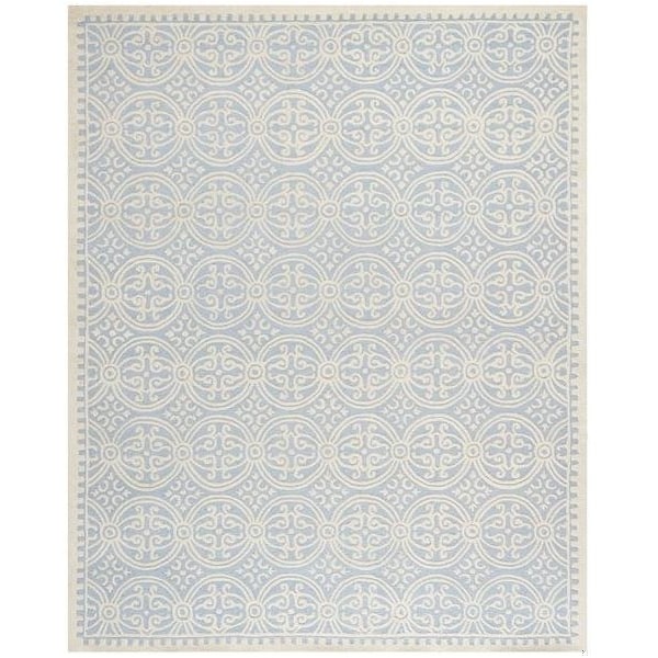 Safavieh 2 ft.-6 in. x 10 ft. Runner Transitional Cambridge- Light Blue and Ivory Hand Tufted Rug - CAM123A-210