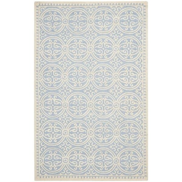 Safavieh 2 ft.-6 in. x 10 ft. Runner Transitional Cambridge- Light Blue and Ivory Hand Tufted Rug - CAM123A-210