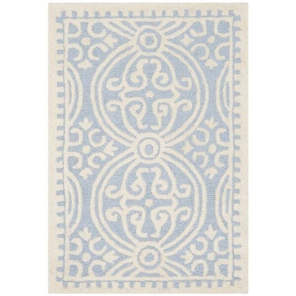 Safavieh 2 ft.-6 in. x 10 ft. Runner Transitional Cambridge- Light Blue and Ivory Hand Tufted Rug - CAM123A-210