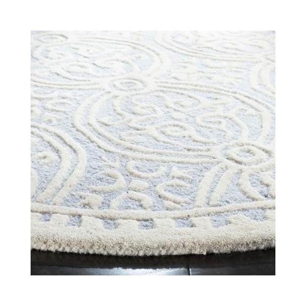 Safavieh 2 ft.-6 in. x 10 ft. Runner Transitional Cambridge- Light Blue and Ivory Hand Tufted Rug - CAM123A-210