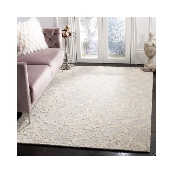 Safavieh Blossom Hand Tufted Square RugLight Grey & Ivory 6 x 6 ft. - BLM107A-6SQ