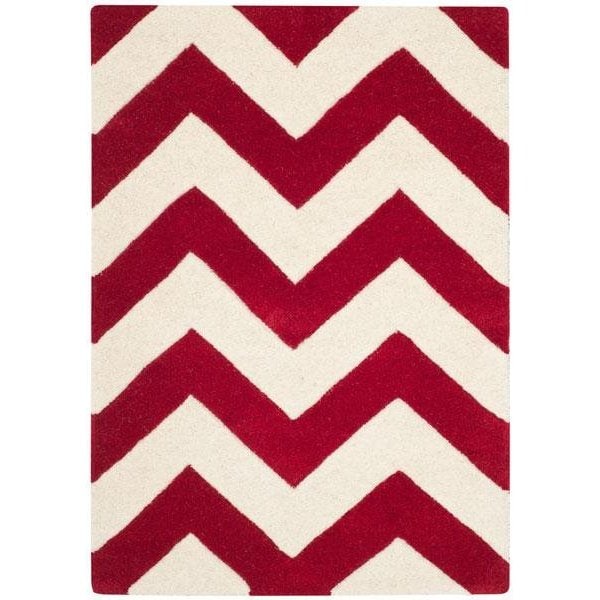 Safavieh Chatham Hand Tufted Rectangle Rug- Red - Ivory- 3 x 5 ft. - CHT715G-3