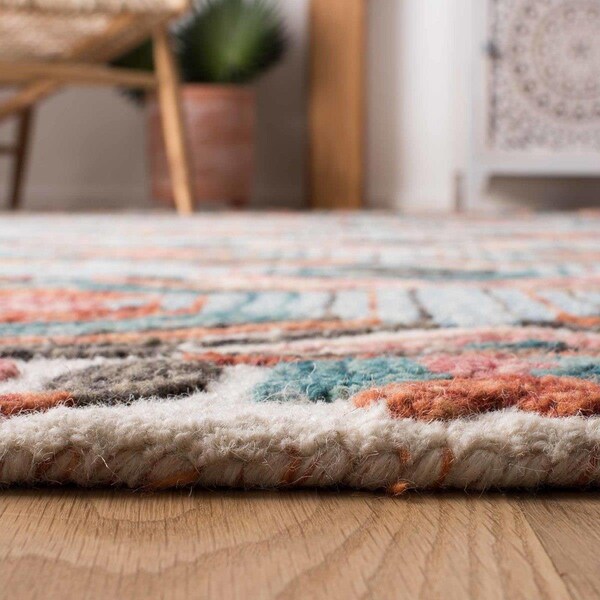 Safavieh 6 x 6 ft. Trace Hand Tufted & Transitional Square RugIvory & Light Blue - TRC522A-6SQ