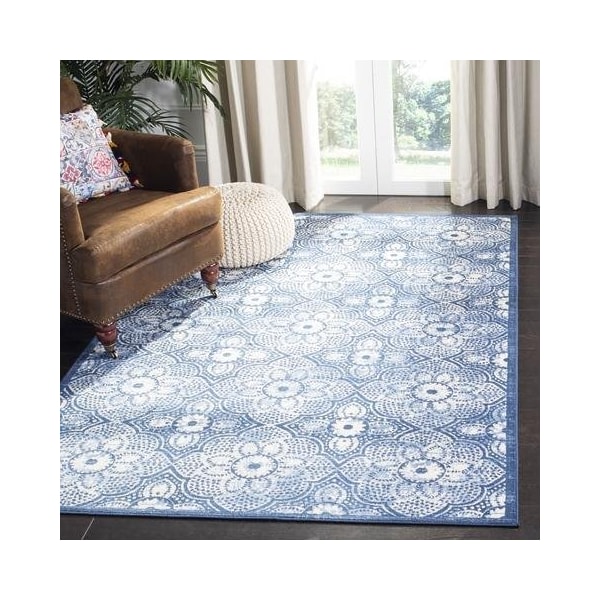 Safavieh 5 ft. 3 in. x 7 ft. 6 in. Brentwood Rectangle Power-Loomed Rug Navy & Creme - BNT862N-5