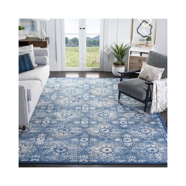 Safavieh 5 ft. 3 in. x 7 ft. 6 in. Brentwood Rectangle Power-Loomed Rug Navy & Creme - BNT862N-5