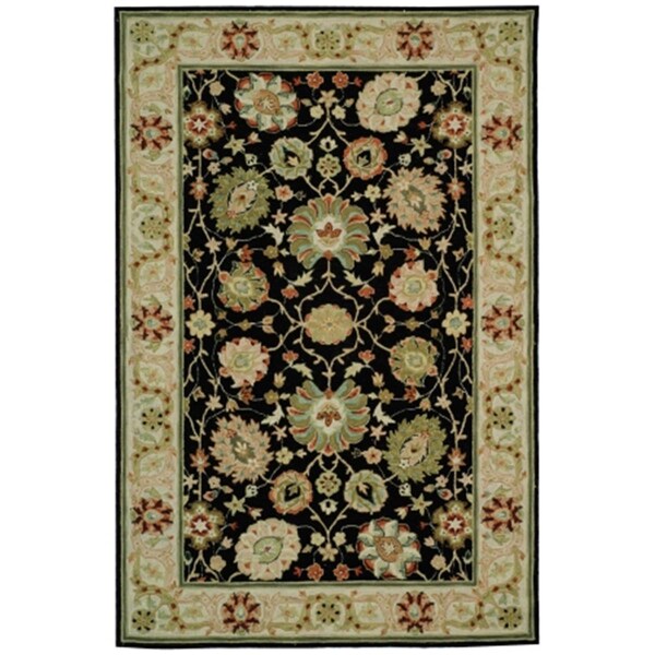 Safavieh Chelsea 8 ft. x 8 ft. Hand Hooked Round Rug - Black-Beige - HK501A-8R