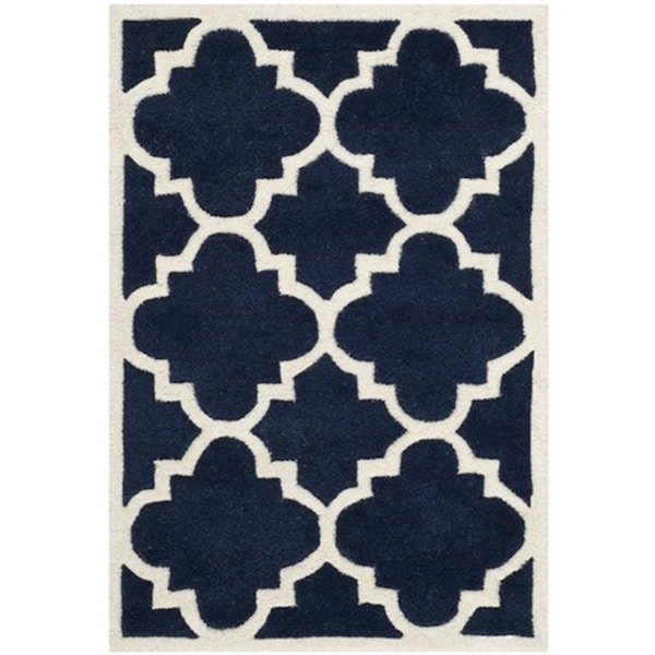 Safavieh Chatham Hand Tufted Runner Rug- Dark Blue - Ivory- 2 ft. 3 in. x 7 ft. - CHT730C-27
