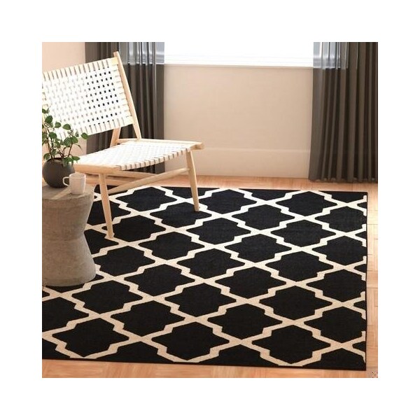 Safavieh 6 x 9 ft. Medium Rectangle Transitional Cambridge- Black and Ivory Hand Tufted Rug - CAM121E-6