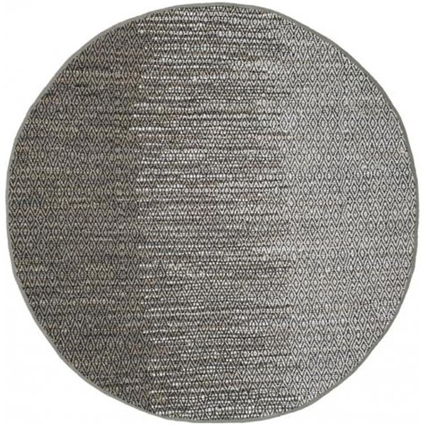 Flowers First 6 x 6 ft. Round Vintage Leather Hand Woven Rug, Light Grey & Grey - FL1892409