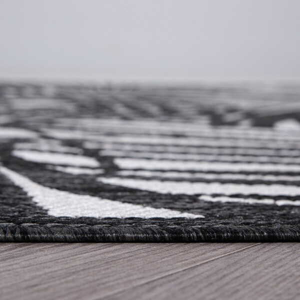 World Rug Gallery Contemporary Palm Leaf Textured Flat Weave Indoor/Outdoor Area Rug 7'10" x 10' Black - 118BLACK8X10