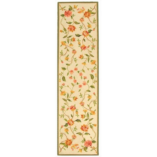 Safavieh 2 ft. - 6 in. x 10 ft. Runner- Country and Floral Chelsea Ivory Hand Hooked Rug - HK263A-210