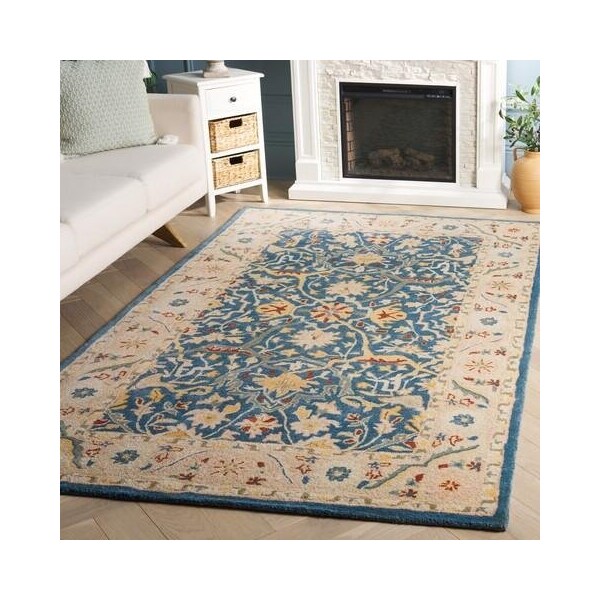 Safavieh 3 ft.-6 in. x 3 ft.-6 in. Round Traditional Antiquity- Blue Hand Tufted Rug - AT14E-4R