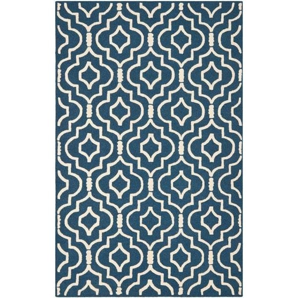 Safavieh 3 x 5 ft. Cambridge Hand Tufted Rug, Small Rectangle - Navy Blue and Ivory - CAM141G-3