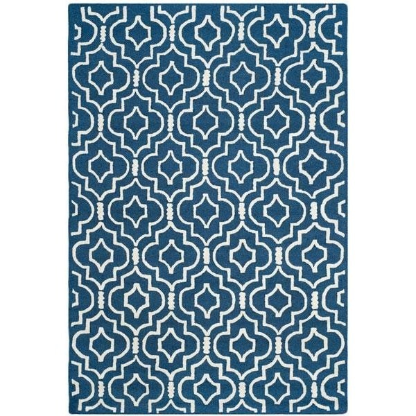 Safavieh 3 x 5 ft. Cambridge Hand Tufted Rug, Small Rectangle - Navy Blue and Ivory - CAM141G-3