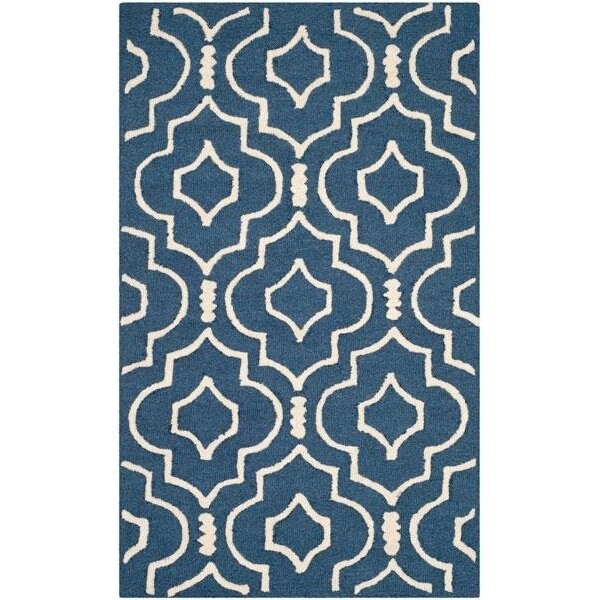 Safavieh 3 x 5 ft. Cambridge Hand Tufted Rug, Small Rectangle - Navy Blue and Ivory - CAM141G-3