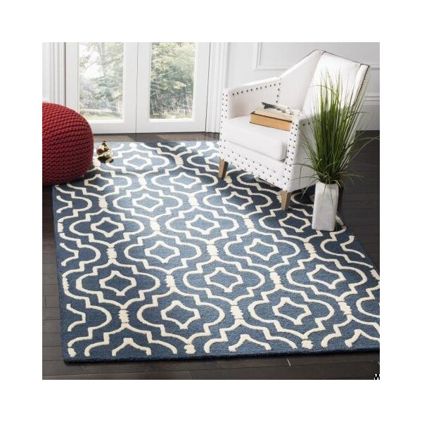 Safavieh 3 x 5 ft. Cambridge Hand Tufted Rug, Small Rectangle - Navy Blue and Ivory - CAM141G-3