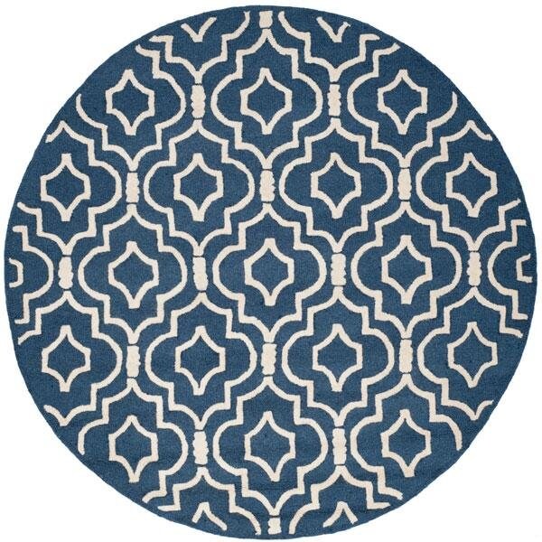 Safavieh 3 x 5 ft. Cambridge Hand Tufted Rug, Small Rectangle - Navy Blue and Ivory - CAM141G-3