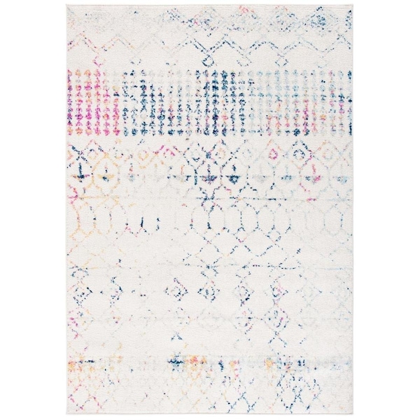 Safavieh 4 x 6 ft. Tulum 200 Power Loomed Rectangle RugIvory & Blue 0.39 in. - TUL229C-4