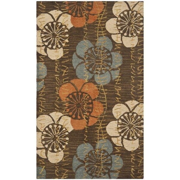 Safavieh 2 ft.-6 in. x 4 ft. Blossom Hand Hooked Accent Area Rug, Brown and Multicolor - BLM923A-24