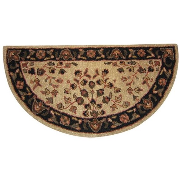 Uniflame Uniflame R-1001 BEIGE WITH BLACK HAND-TUFTED 100% WOOL HEARTH RUG - R-1001