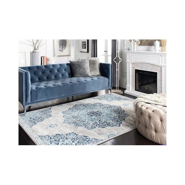 Safavieh 5 ft. 3 in. x 7 ft. 6 in. Brentwood Rectangle Power Loomed RugNavy & Grey - BNT849M-5