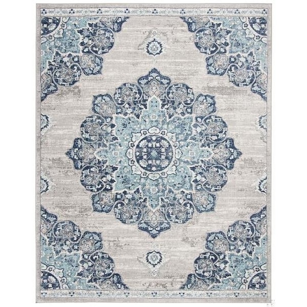 Safavieh 5 ft. 3 in. x 7 ft. 6 in. Brentwood Rectangle Power Loomed RugNavy & Grey - BNT849M-5
