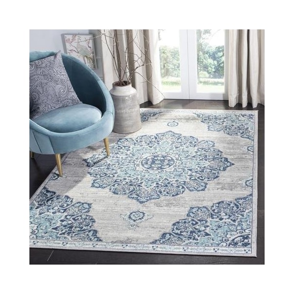 Safavieh 5 ft. 3 in. x 7 ft. 6 in. Brentwood Rectangle Power Loomed RugNavy & Grey - BNT849M-5