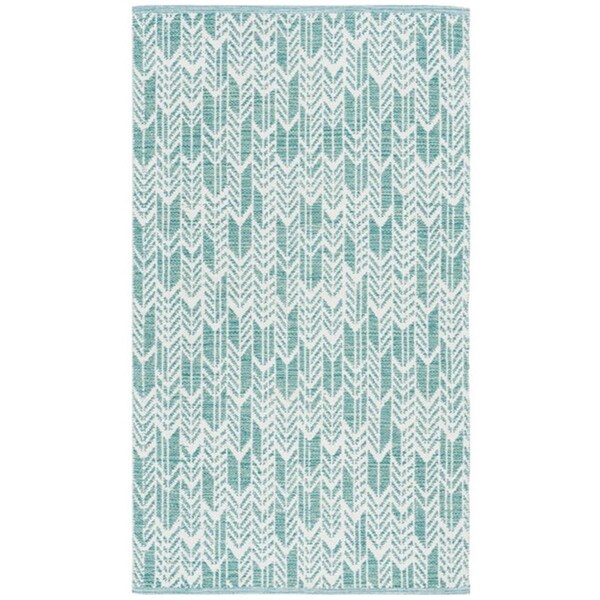 Safavieh 3 x 5 ft. Small Rectangle Montauk Hand Woven Rug, Aqua and Ivory - MTK609H-3