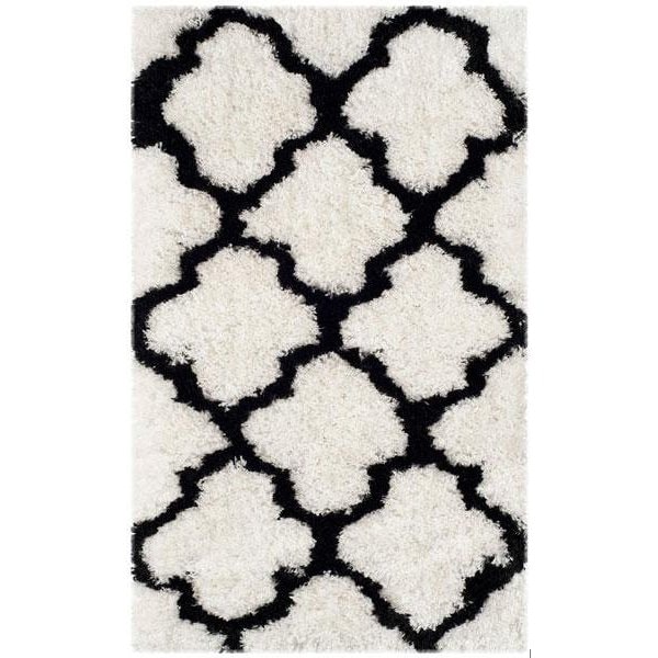 Safavieh Barcelona Shag Hand Tufted Rectangle Rug- Ivory - Black- 2 x 3 ft. - BSG319C-2