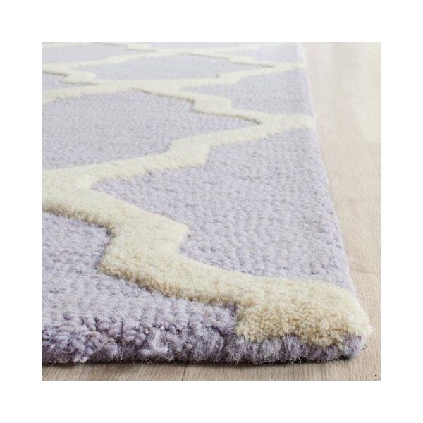 Safavieh 3 x 5 ft. Small Rectangle Transitional Cambridge- Lavender and Ivory Hand Tufted Rug - CAM121C-3