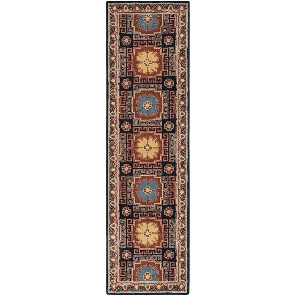 Safavieh Heritage Hand Tufted Runner RugNavy & Orange 2 ft.-3 in. x 8 ft. - HG742N-28