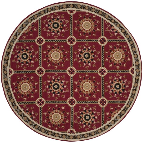 Safavieh Easy Care Hand Hooked Round RugRed & Natural 8 x 8 ft. - EZC711A-8R