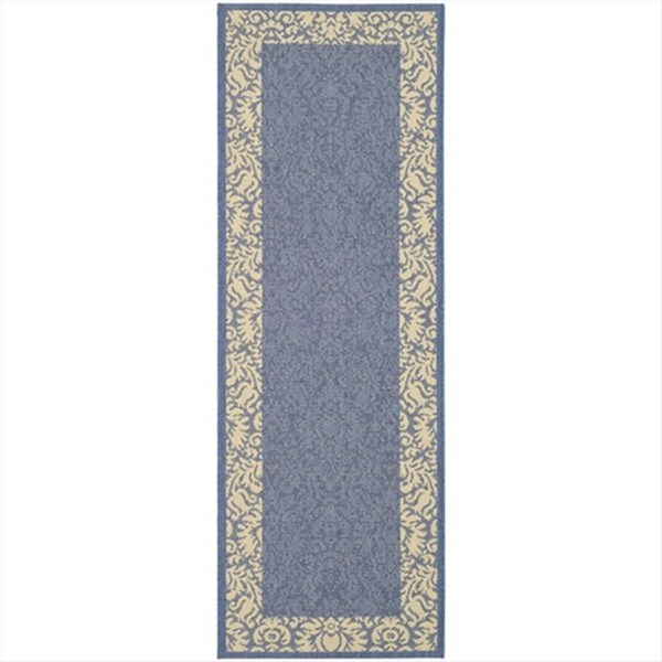 Safavieh 2 Ft. -2 In. X 14 Ft. Runner Indoor-Outdoor Courtyard- Blue And Natural- Machine Made Rug - CY2727-3103-214