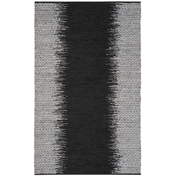 Flowers First 5 x 8 ft. Vintage Leather Hand Woven Rug, Light Grey & Black - Medium Rectangle - FL1860233