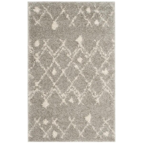 Safavieh Berber Shag Accent Area Rug, Light Grey and Cream - 3 x 5 ft. - BER164B-3