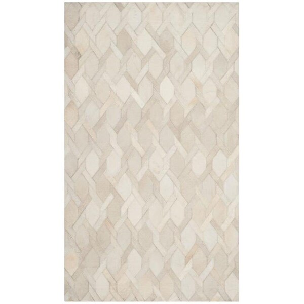 Flowers First 3 x 5 ft. Studio Leather Hand Woven Area Rug, Ivory - Small Rectangle - FL1885075