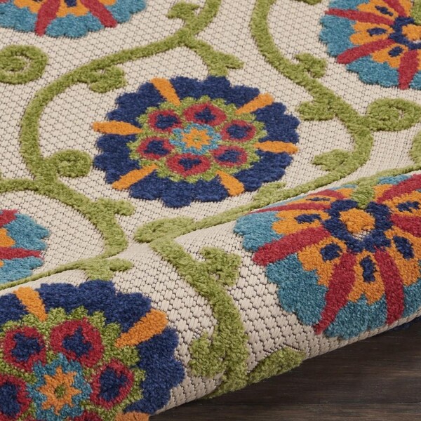 Homeroots 2 x 6 ft. Blue Vines Indoor & Outdoor Runner Rug - 384967