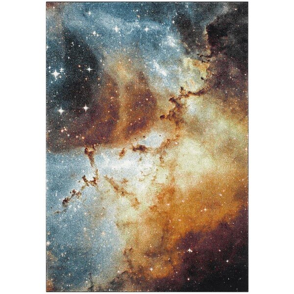 Flowers First 2 ft. 7 in. x 5 ft. Galaxy Power Loomed Area Rug, Orange & Multi Color - Small Rectangle - FL1868155