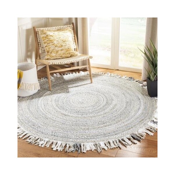Safavieh Braided Global Round Hand-Woven RugsLight Grey 3 x 3 ft. - BRD451F-3R