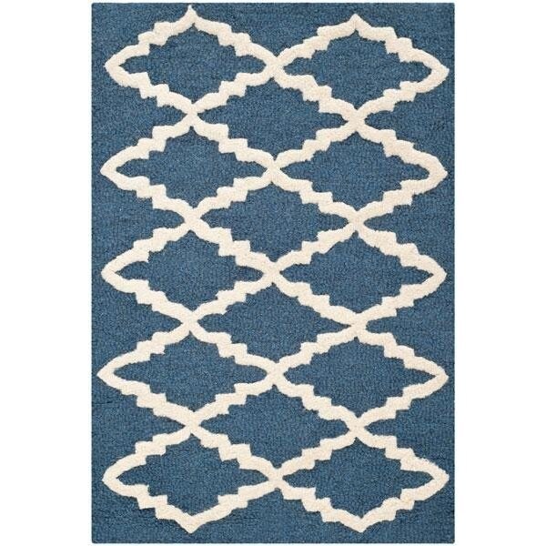 Safavieh Cambridge Hand Tufted Rectangle Rug- Navy - Ivory- 3 x 5 ft. - CAM137G-3