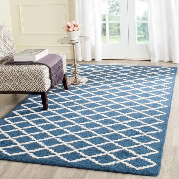 Safavieh Cambridge Hand Tufted Rectangle Rug- Navy - Ivory- 3 x 5 ft. - CAM137G-3