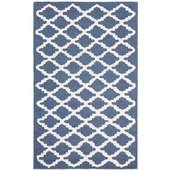 Safavieh Cambridge Hand Tufted Rectangle Rug- Navy - Ivory- 3 x 5 ft. - CAM137G-3