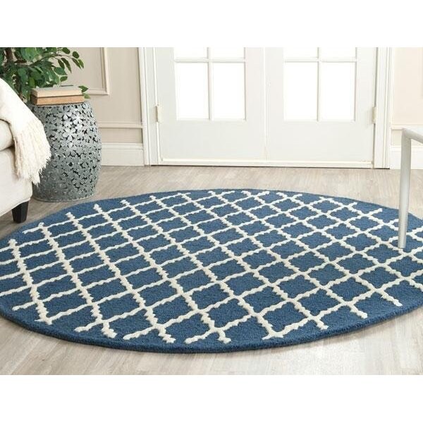 Safavieh Cambridge Hand Tufted Rectangle Rug- Navy - Ivory- 3 x 5 ft. - CAM137G-3