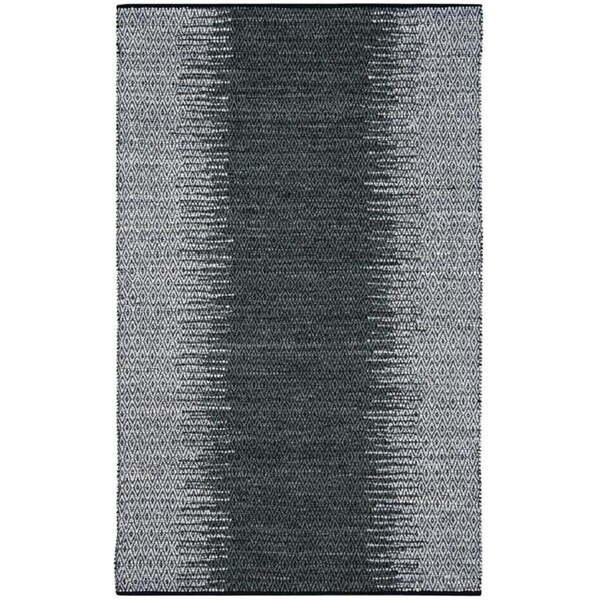 Flowers First 5 x 8 ft. Vintage Leather Hand Woven Rug, Light Grey & Charcoal - Medium Rectangle - FL2115295