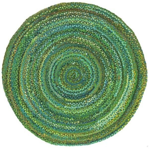 Safavieh Braided Global Round Hand-Woven RugsGreen 4 x 4 ft. - BRD452Y-4R