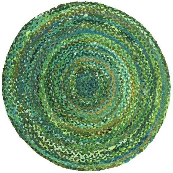 Safavieh Braided Global Round Hand-Woven RugsGreen 4 x 4 ft. - BRD452Y-4R