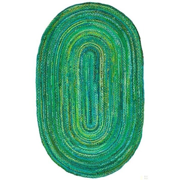 Safavieh Braided Global Round Hand-Woven RugsGreen 4 x 4 ft. - BRD452Y-4R
