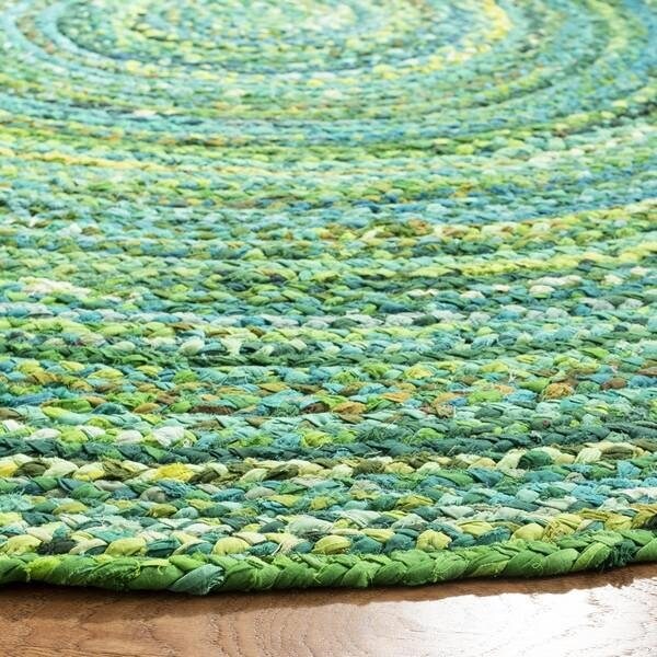 Safavieh Braided Global Round Hand-Woven RugsGreen 4 x 4 ft. - BRD452Y-4R