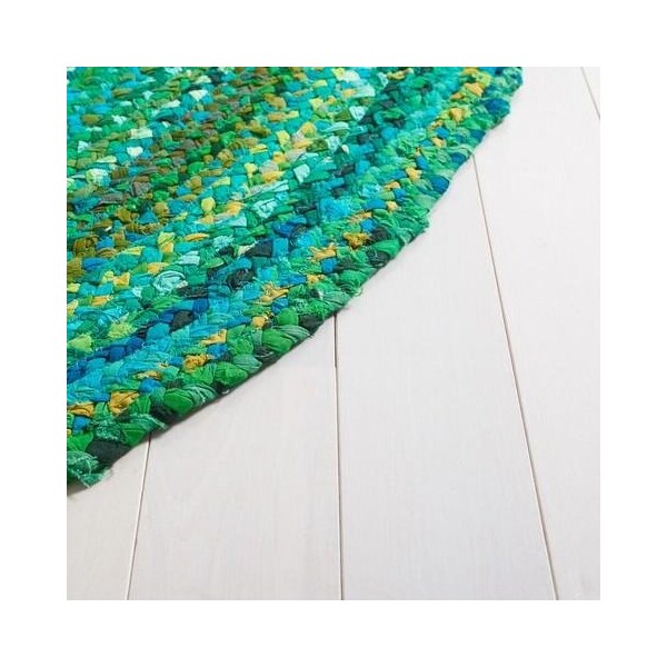 Safavieh Braided Global Round Hand-Woven RugsGreen 4 x 4 ft. - BRD452Y-4R