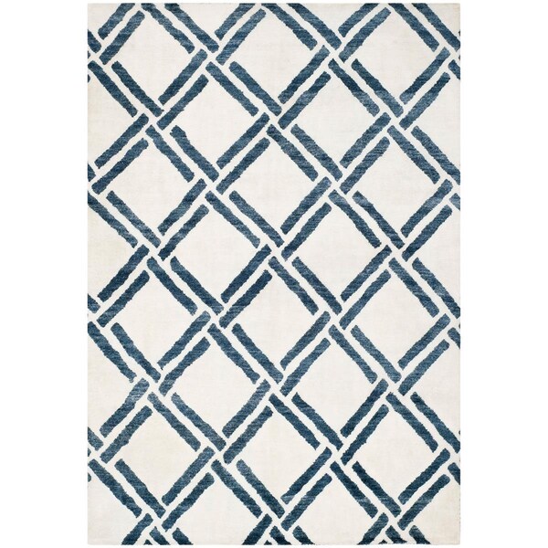 Safavieh 10 x 14 ft. Moroccan Hand Knotted Rectangle Area Rug Ivory & Blue - MOR551A-10